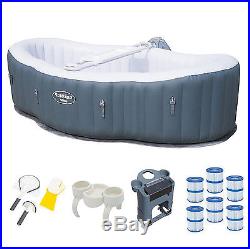 Bestway 2 Person Inflatable Hot Tub + Music Center + 6 Filters + Cleaning Set