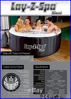 Bestway 71 x 26 Lay-Z-Spa Miami Inflatable Portable 4-Person Hot Tub -Open Box