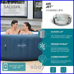 Bestway SaluSpa Milan AirJet Inflatable Hot Tub with EnergySense Cover, Blue