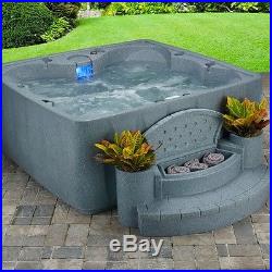 Big Hot Tub Jacuzzi LED Ligths Massage Jets Cover Patio Deck Garden 6 Person Spa