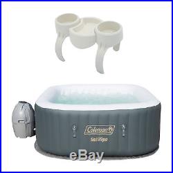 Coleman SaluSpa 4 Person Portable Inflatable AirJet Spa Hot Tub & Drink Holder