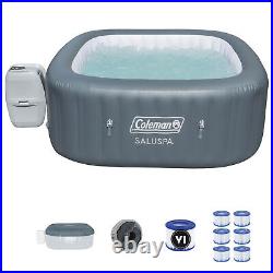 Coleman SaluSpa 4 Person Portable Inflatable Square Hot Tub & 12 Bestway Filters
