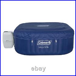 Coleman SaluSpa 4 Person Square Portable Inflatable Hot Tub Spa, Blue(For Parts)