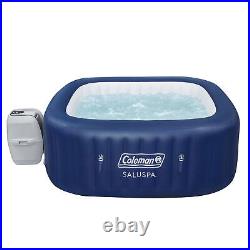 Coleman SaluSpa 4 Person Square Portable Inflatable Hot Tub Spa, Blue (Open Box)