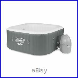 Coleman SaluSpa 4 Person Square Portable Inflatable Outdoor Hot Tub Spa, Gray