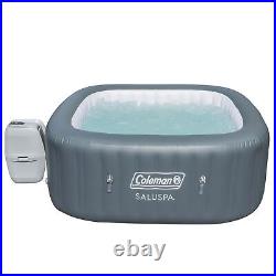 Coleman SaluSpa 6 Person Inflatable Squared Hot Tub Spa with 114 AirJets, Grey
