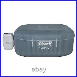Coleman SaluSpa 6 Person Inflatable Squared Hot Tub Spa with 114 AirJets, Grey