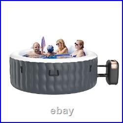Goplus 4 Person Inflatable Hot Tub Spa Portable Round Hot Tub withHeater Pump Grey