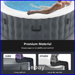 Goplus 4 Person Inflatable Hot Tub Spa Portable Round Hot Tub withHeater Pump Grey