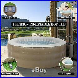 Hot Tub 4 Person Inflatable Jacuzzi Spa Outdoor Self Inflating Massage Round