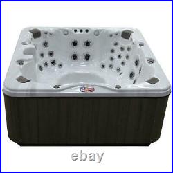 Hot Tub 6-Person 56-Jet Acrylic Bench Spa, Bluetooth Stereo and LED Waterfall