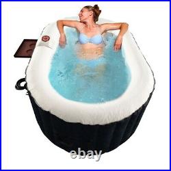 Hot Tub Inflatable Spa Black 2 Person Bubble Massage Jets Oval With Cover And Tray