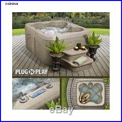 Hot Tub Jacuzzi Plug N Play 12-Jet 4 Person Heated Spa Outdoor Patio Garden
