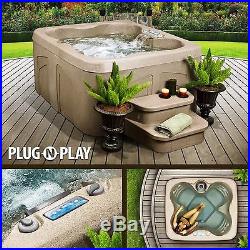 Hot Tub Spa 4 Person 12 Therapy Massage Jets Cover Indoor Outdoor Deck Patio LED