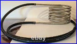 Hot tub heater coil with 2 x two metres of high temp hose stainless steel