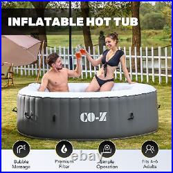 Inflatable Hot Tub 7ft Portable Pool and Bathtub w Air Jets Heater Cover Gray