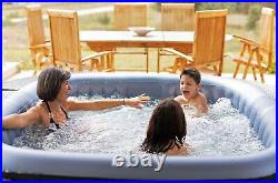 Inflatable Hot Tub Jetted Square 6 Person Spa Portable Heat Black Plug And Play