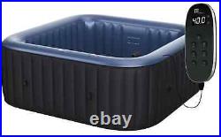 Inflatable Hot Tub Jetted Square 6 Person Spa Portable Heat Black Plug And Play