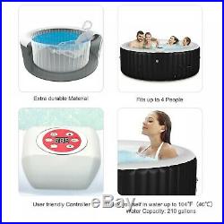 Inflatable Hot Tub Portable Spa 4 Person Massage Tubs Pool Heated Bubble Black
