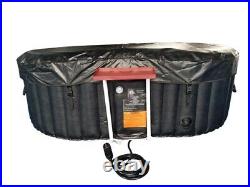 Inflatable Hot Tub Spa 2 Person Bubble Massage Jets Black Oval With Cover And Tray