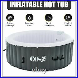 Inflatable Hot Tub w 120 Air Jets Heater and Cover 6ft Portable Mini Pool Gray