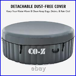 Inflatable Hot Tub w 120 Air Jets Heater and Cover 6ft Portable Mini Pool Gray
