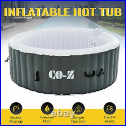 Inflatable Hot Tub with 120 Jets 2-4 Person Spa Pool for Home Sauna Baths Gray