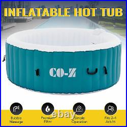 Inflatable Hot Tub with 120 Jets 2-4 Person Spa Pool for Home Sauna Baths Teal