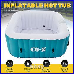 Inflatable Hot Tub with 120 Jets 4 Person Spa Pool for Home Sauna Baths Teal