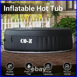 Inflatable Spa Tub with 120 Air Jets Heater Electric Pump Outdoor Hot Tub Black