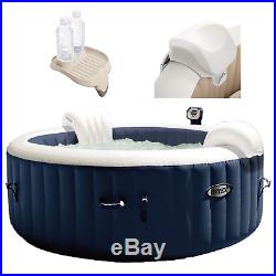 Intex 28405E Pure Spa 4 Person Inflatable Hot Tub With Headrest And Cup Holder