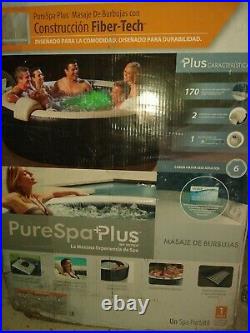 Intex 28409E PureSpa Portable Bubble Jets Spa 6 Person Inflatable Round Hot Tub
