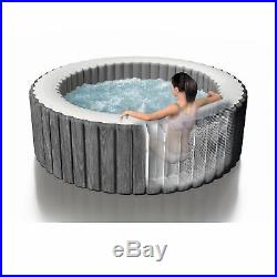 Intex 28439E Greywood Deluxe 4 Person Inflatable Spa/Hot Tub with LED Light, Grey