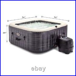 Intex 28449EP PureSpa Plus Greystone Inflatable Square Hot Tub Spa, 83 x 28