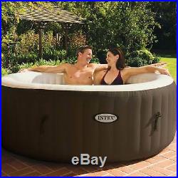 Intex 4 Person Hot Tub Spa with Cup Holder Tray & Inflatable Headrest (2 Pack)