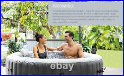 Intex Greywood Deluxe 4 Person Inflatable Hot Tub Jet Spa & Cover Package, Grey