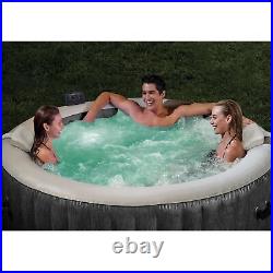 Intex Greywood Deluxe 4 Person Portable Inflatable Hot Tub with LED Lights, Gray