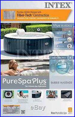 Intex Inflatable Pure Spa 4 Person Portable Heated Bubble Hot Tub Soft Massage