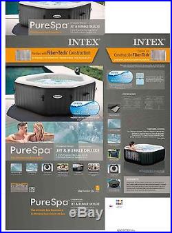 Intex PureSpa 4 Person Deluxe Inflatable Jet & Bubble Spa Hot Tub Model 28453E