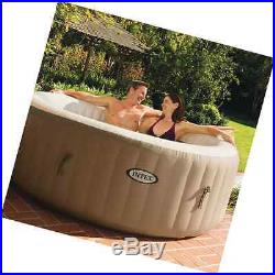 Intex PureSpa 4-Person Inflatable Bubble Jet Spa Portable Hot Tub, Tan