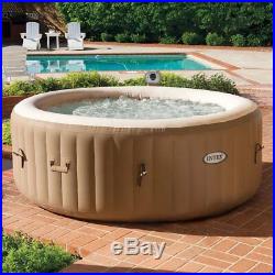 Intex PureSpa 4-Person Inflatable Bubble Spa Portable Hot Tub + Cup Holder Tray