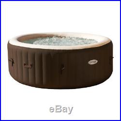 Intex PureSpa 4 Person Inflatable Hot Tub, Brown & 6 Month Spa Chemical Kit