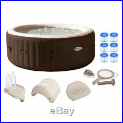 Intex PureSpa 4 Person Inflatable Hot Tub with Filters, Cleaning Kit & Accessories