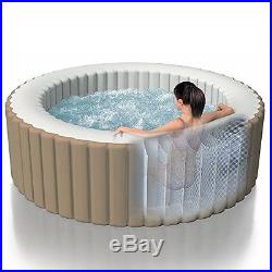 Intex PureSpa Bubble Massage 4-Person Portable Hot Tub Round 77 Inch Sahara Tan
