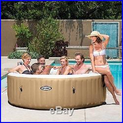 Intex PureSpa Bubble Massage 6-Person Portable Hot Tub, Round, 85, Sahara Tan