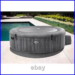 Intex PureSpa Greywood Deluxe 6 Person Inflatable Hot Tub Jet Spa, Gray (Used)