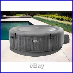 Intex PureSpa Greywood Deluxe 6 Person Portable Inflatable Hot Tub Jet Spa, Gray