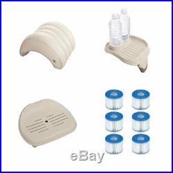 Intex PureSpa Headrest + Add On Tray + Hot Tub Seat + Type S1 2 Filters (3 Pack)