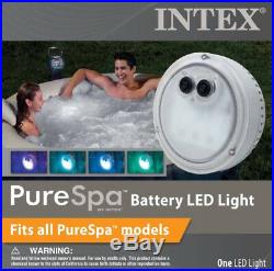 Intex PureSpa Inflatable 4 Person Spa Hot Tub and Battery LED Multi Color Light