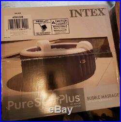Intex PureSpa Plus 4 Person Portable Inflatable Hot Tub Bubble Jet Spa Navy Blue